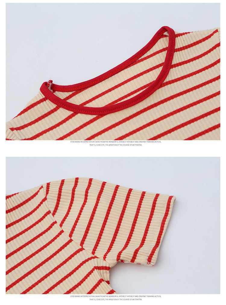 Girls Striped Top With Skirt