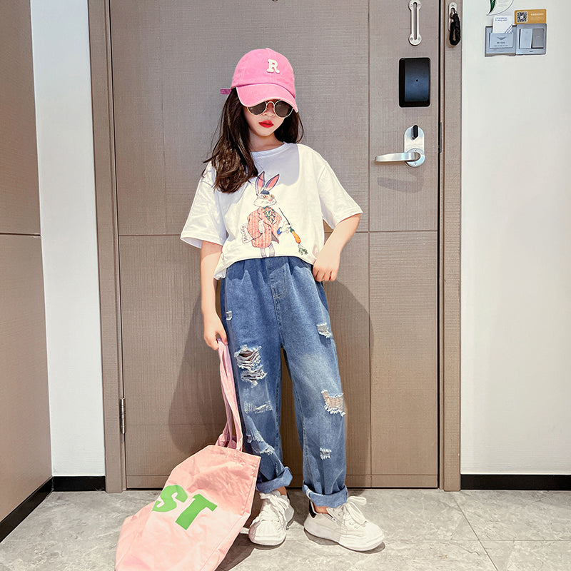 Girls Printed T-shirt with Trousers