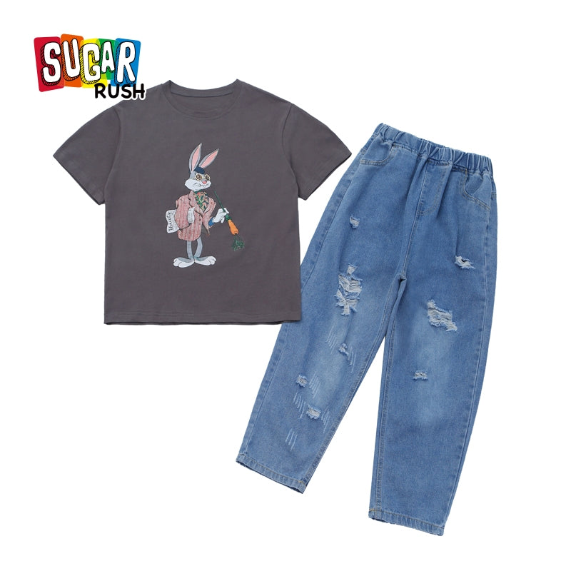 Girls Printed T-shirt With Trousers