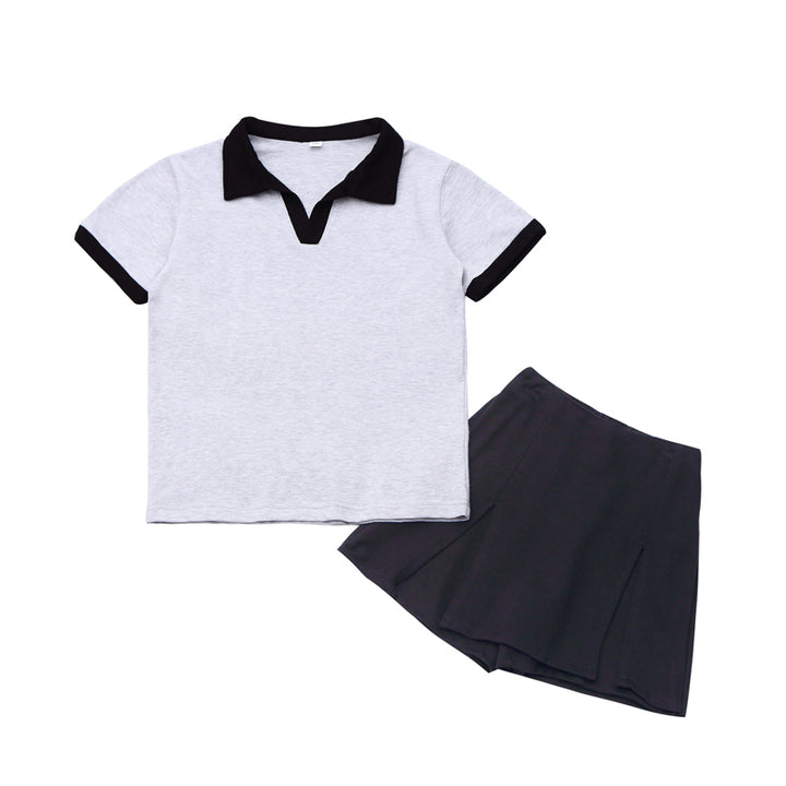 Girls Colourblocked T-shirt with Shorts