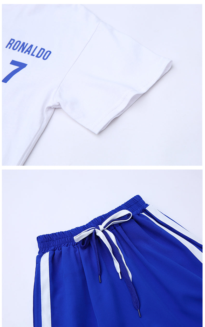 Girls Blue Pure Cotton T-shirt With Trousers