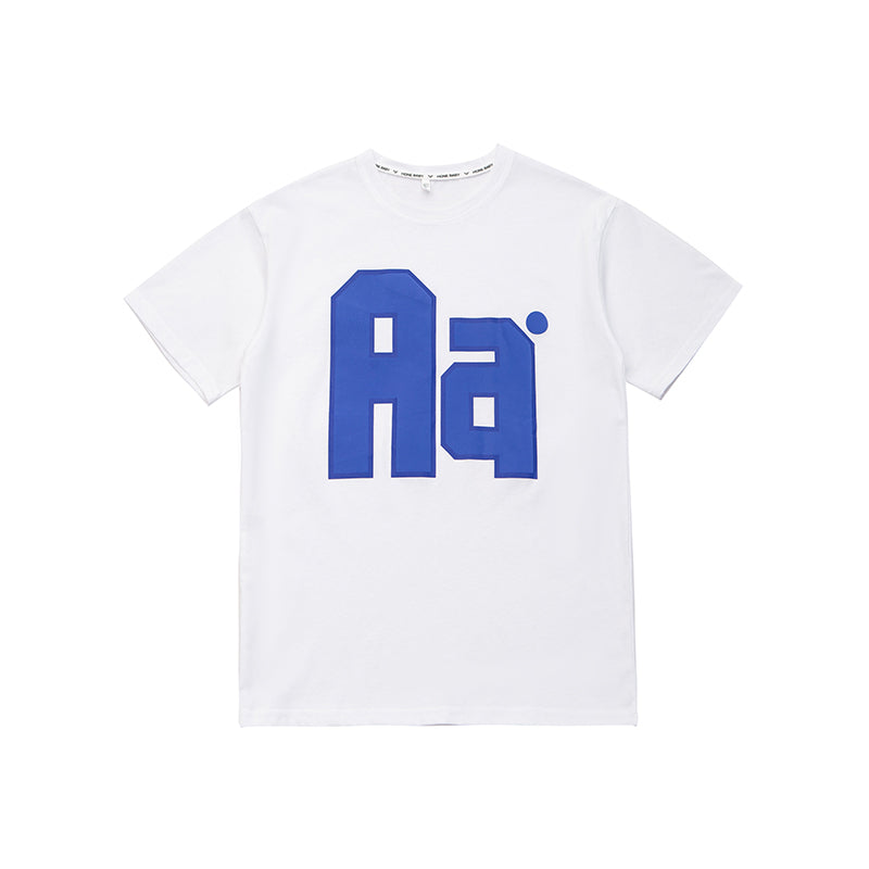 Girls White Alphanumeric Printed Cotton T-shirt Dress