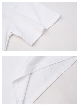 Girls White Alphanumeric Printed Cotton T-shirt Dress