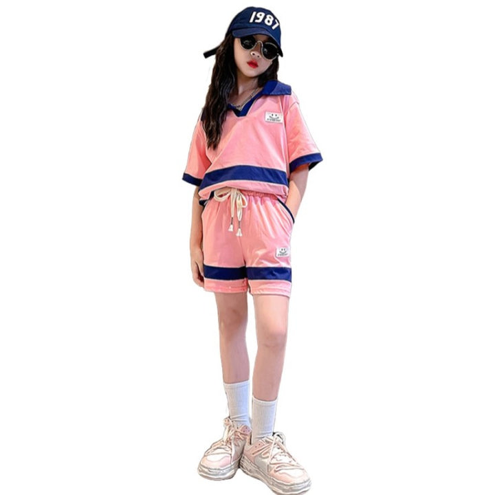 Girls Colourblocked T-shirt with Shorts