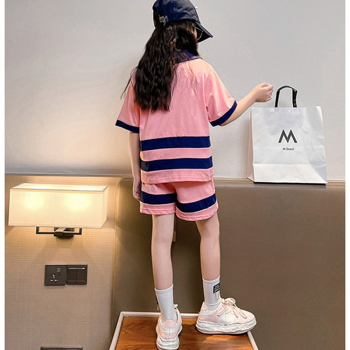 Girls Colourblocked T-shirt with Shorts