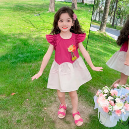 Girls Colourblocked Fit & Flare Above Knee Dress