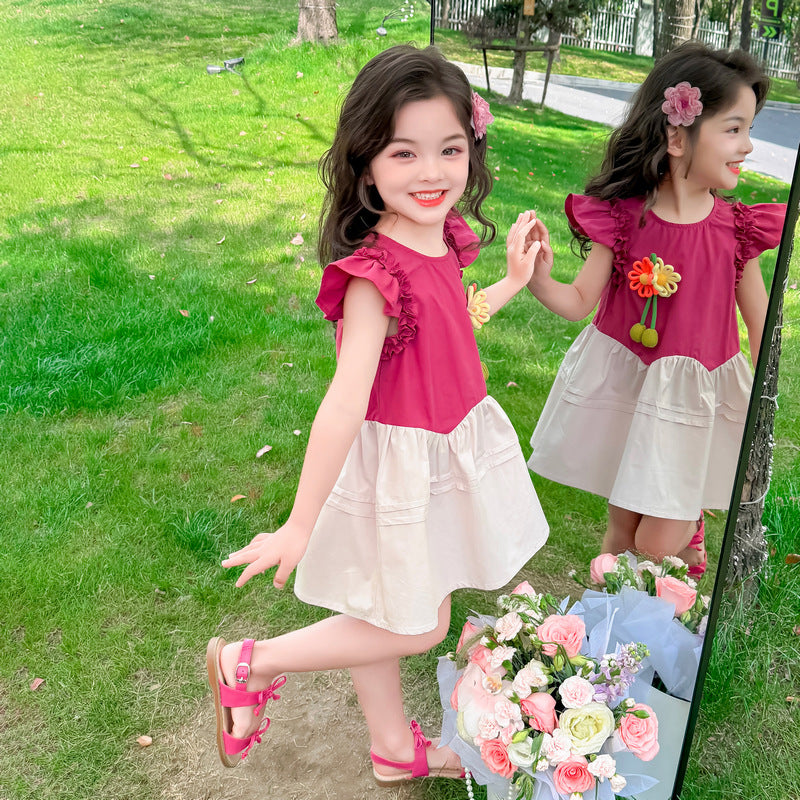 Girls Colourblocked Fit & Flare Above Knee Dress