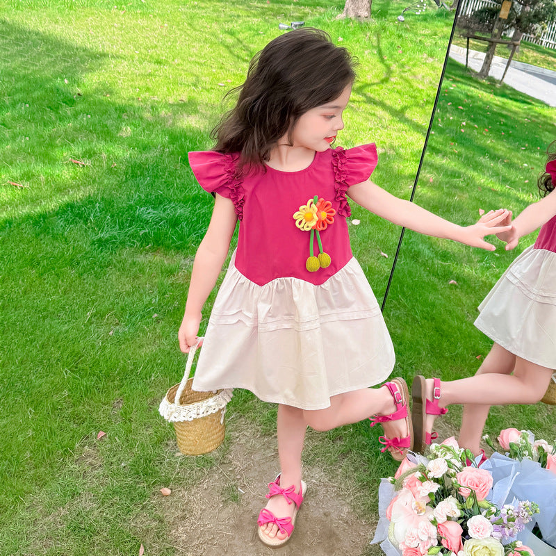 Girls Colourblocked Fit & Flare Above Knee Dress
