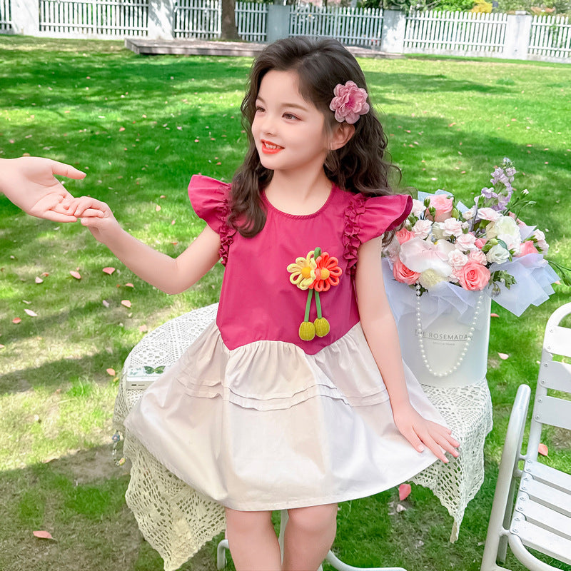 Girls Colourblocked Fit & Flare Above Knee Dress