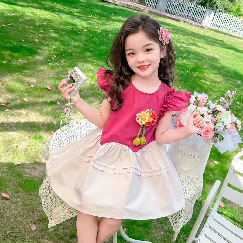 Girls Colourblocked Fit & Flare Above Knee Dress