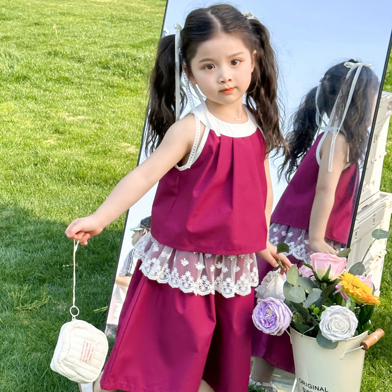 Girls Colourblocked Top With Palazzos