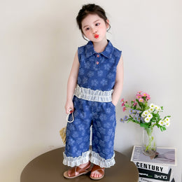 Girls Printed Top With Trousers