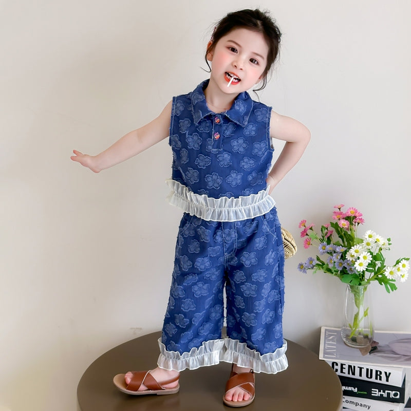 Girls Printed Top With Trousers