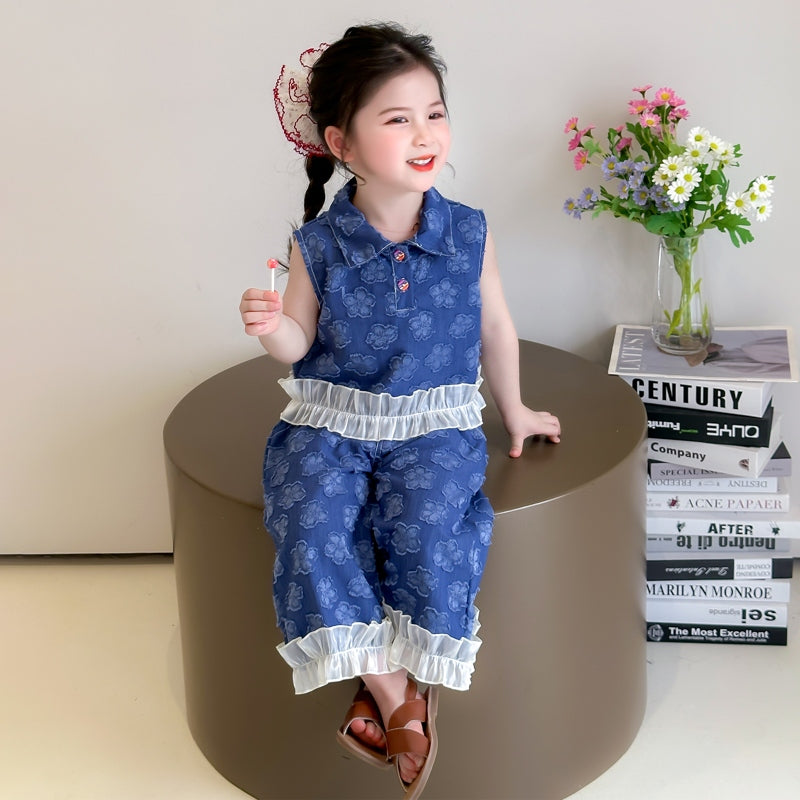 Girls Printed Top With Trousers