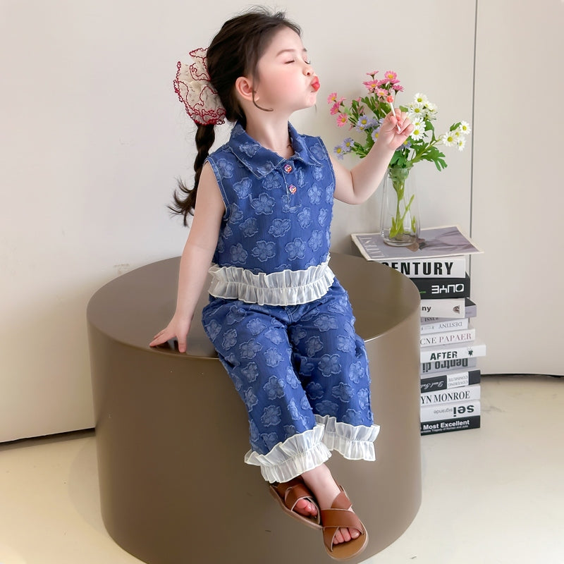 Girls Printed Top With Trousers