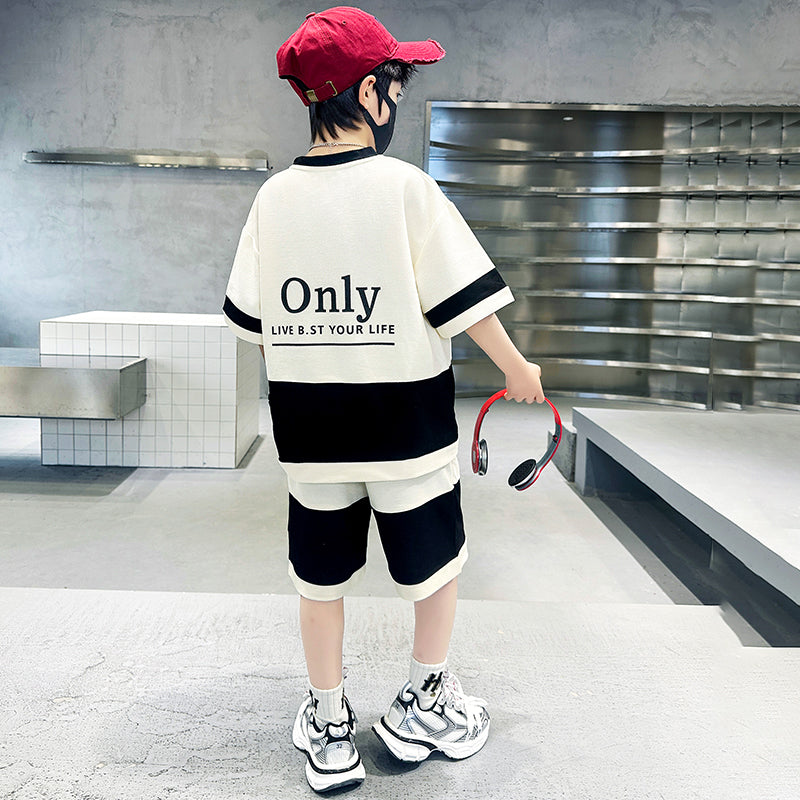 Boys Printed Pure Cotton T-shirt & Shorts