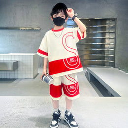 Boys Printed Round Neck T-shirt With Shorts