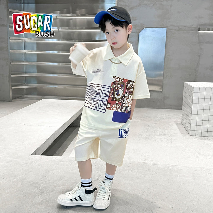 Boys Printed T-shirt with Shorts