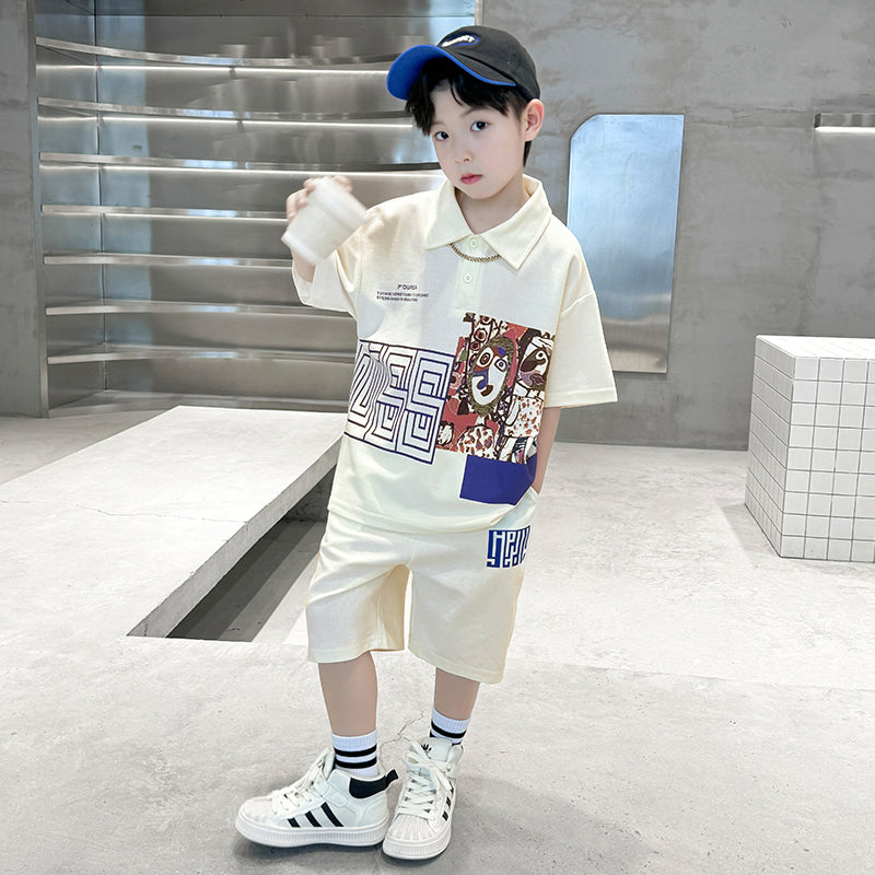 Boys Printed T-shirt with Shorts