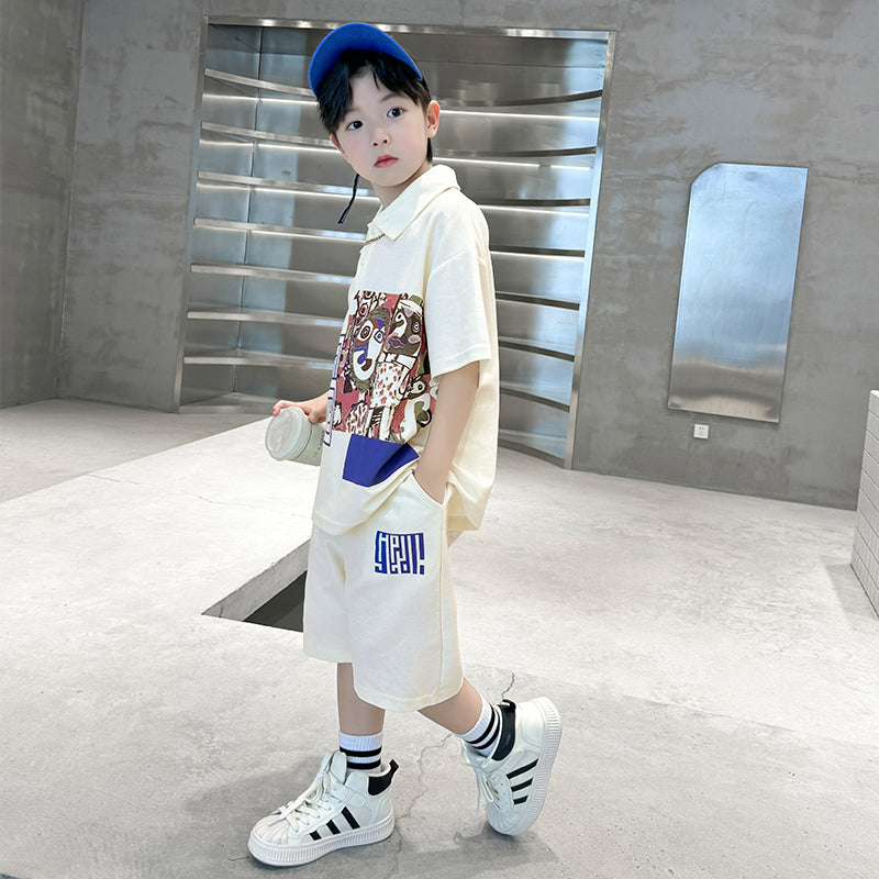 Boys Printed T-shirt with Shorts