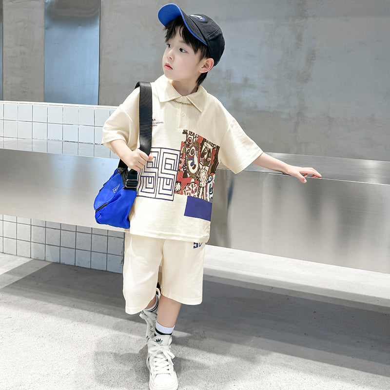 Boys Printed T-shirt with Shorts