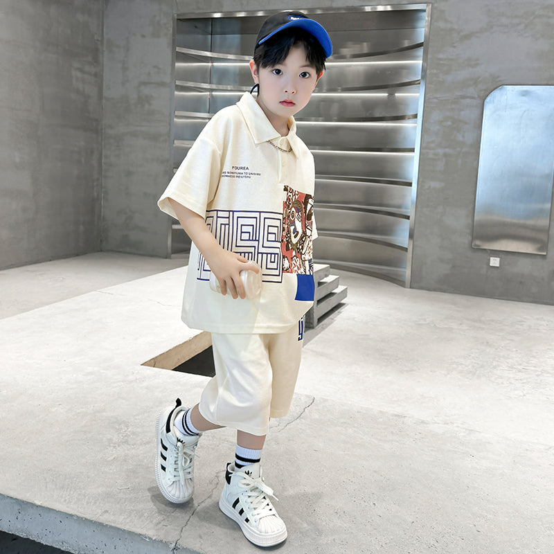 Boys Printed T-shirt with Shorts