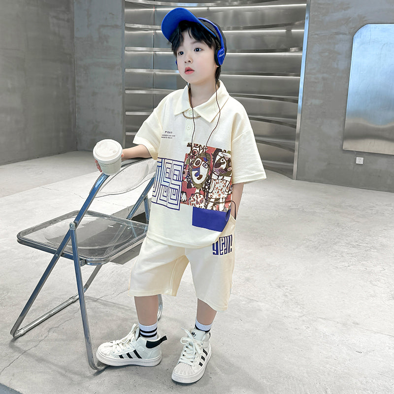 Boys Printed T-shirt with Shorts