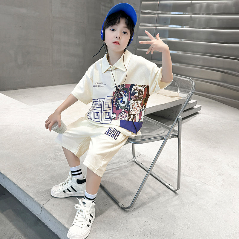 Boys Printed T-shirt with Shorts