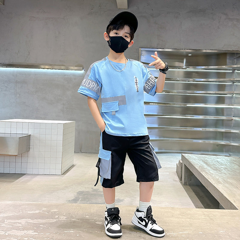Boys Printed Round Neck Pure Cotton T-shirt with Shorts
