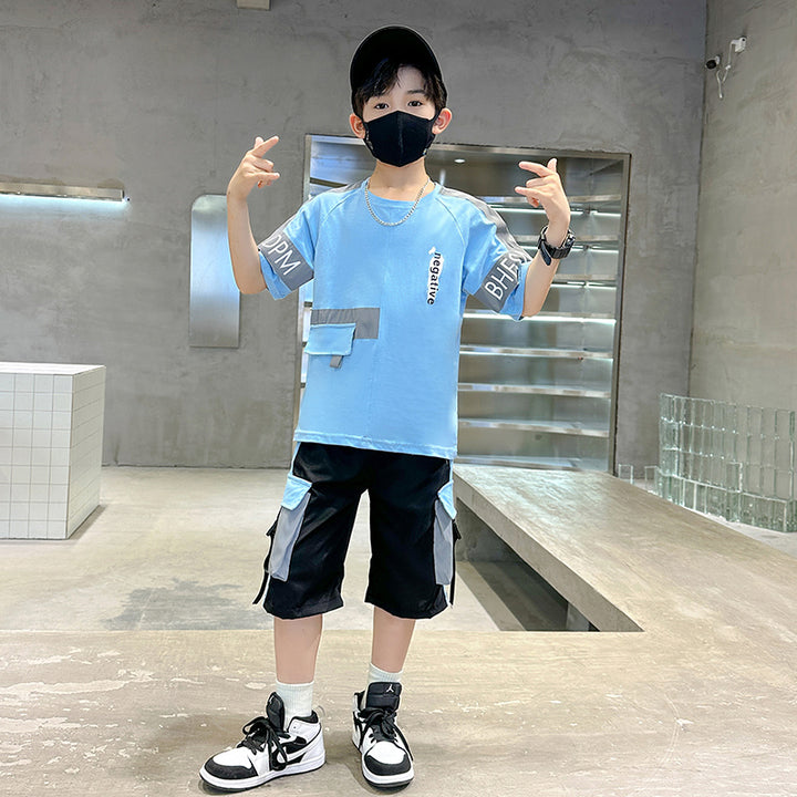 Boys Printed Round Neck Pure Cotton T-shirt with Shorts