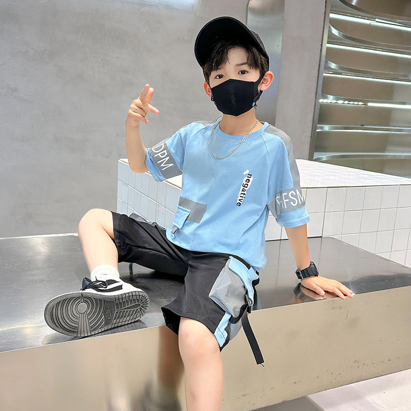 Boys Printed Round Neck Pure Cotton T-shirt with Shorts