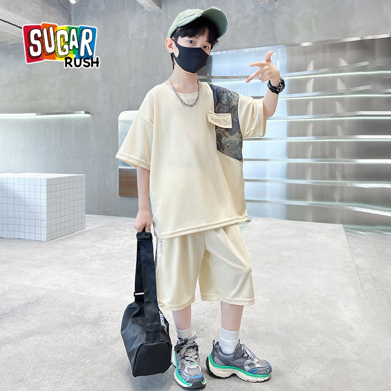 Boys Printed Pure Cotton T-shirt With Shorts