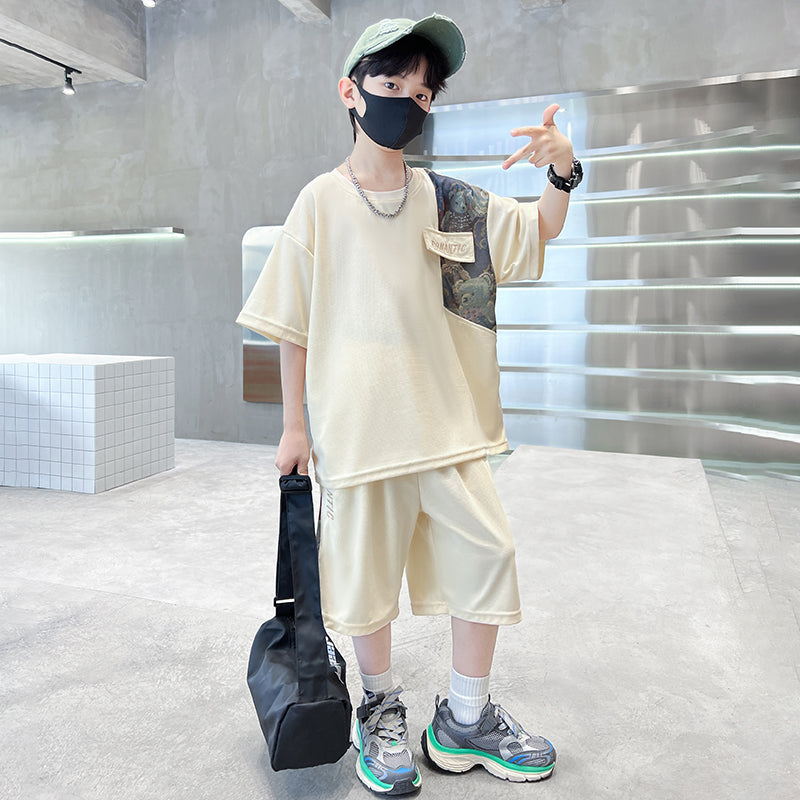 Boys Printed Pure Cotton T-shirt With Shorts