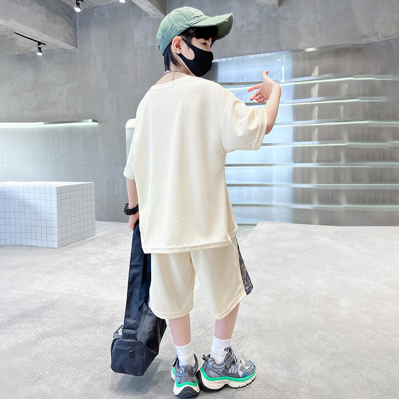 Boys Printed Pure Cotton T-shirt With Shorts