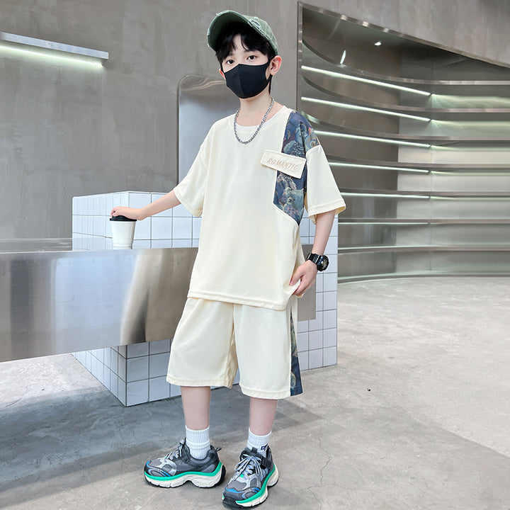 Boys Printed Pure Cotton T-shirt With Shorts