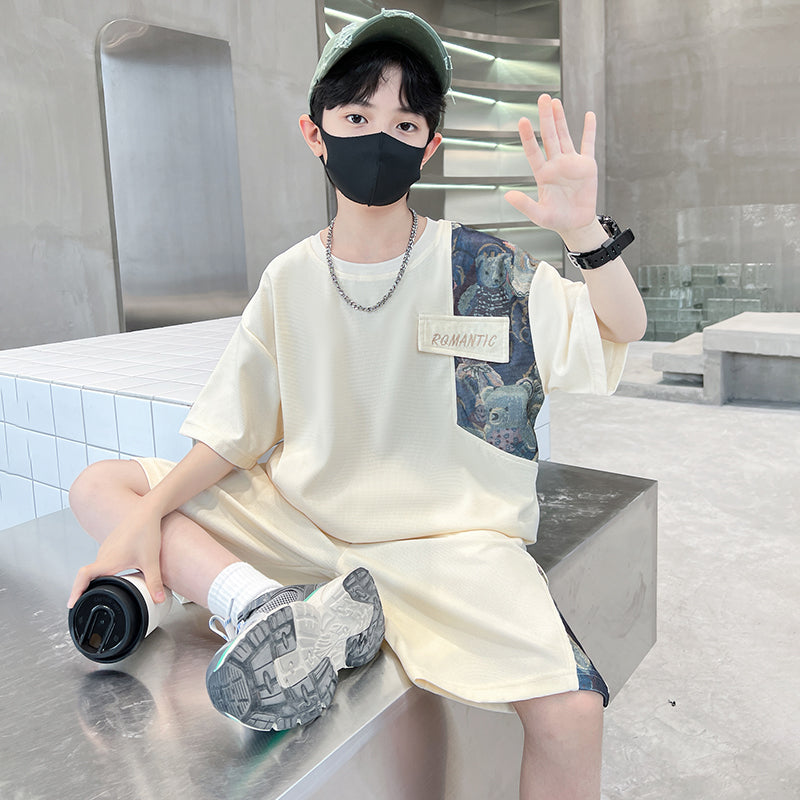 Boys Printed Pure Cotton T-shirt With Shorts