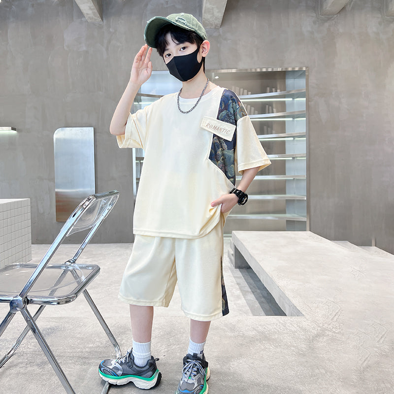Boys Printed Pure Cotton T-shirt With Shorts