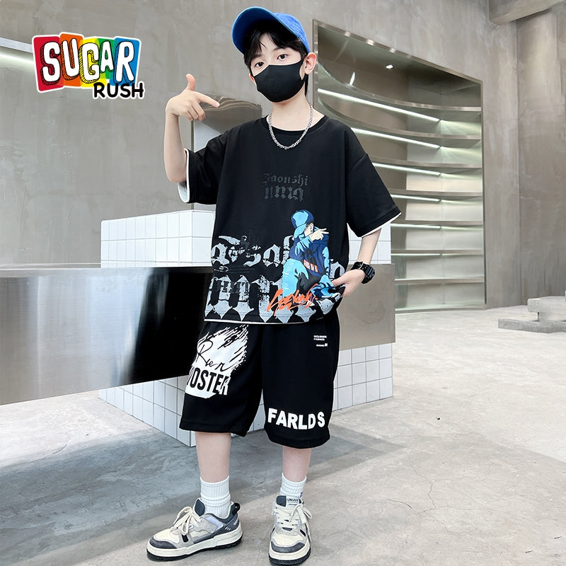 Boys Printed T-shirt with Shorts