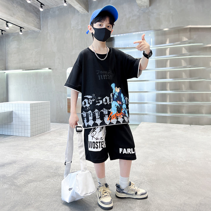 Boys Printed T-shirt with Shorts