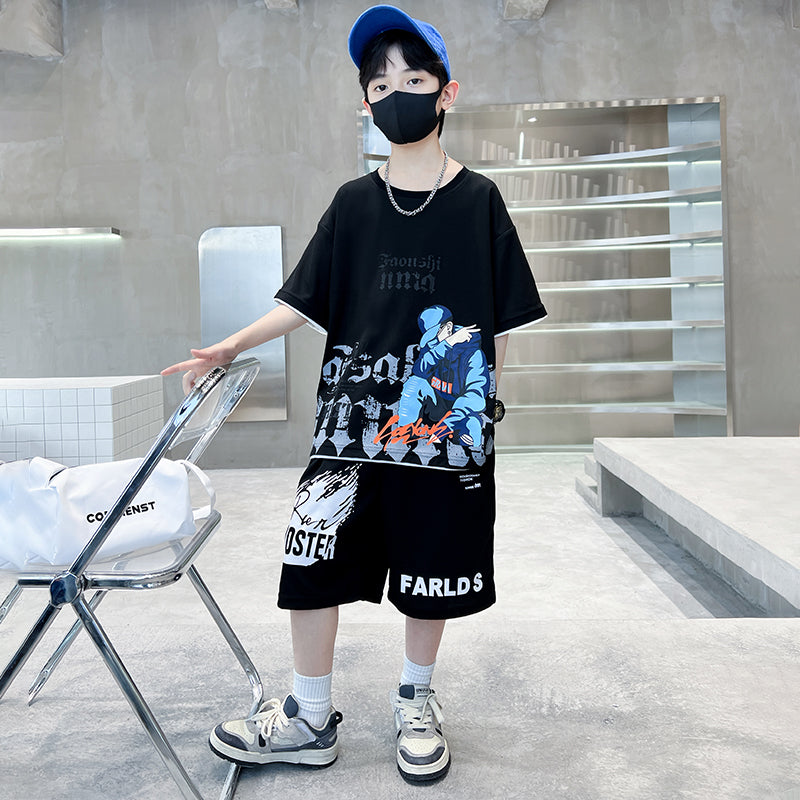 Boys Printed T-shirt with Shorts