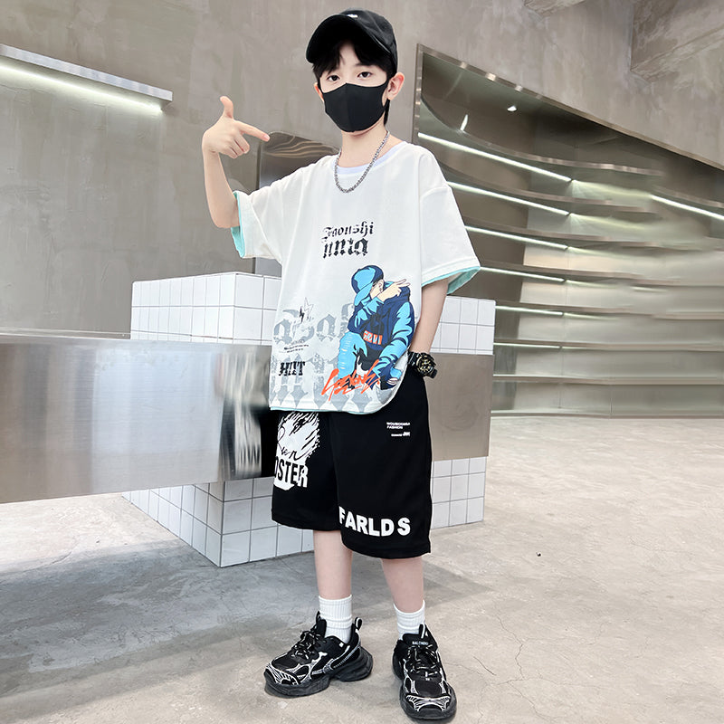 Boys Typograpghy Printed Pure Cotton T-shirt With Shorts