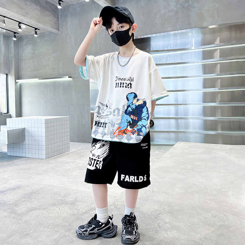 Boys Typograpghy Printed Pure Cotton T-shirt With Shorts
