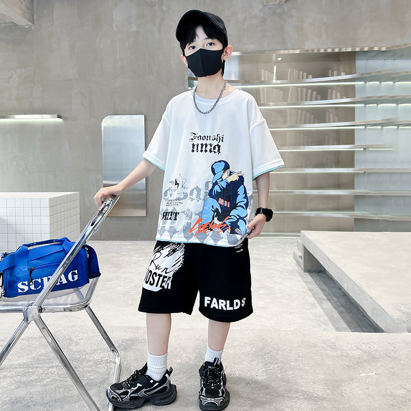 Boys Typograpghy Printed Pure Cotton T-shirt With Shorts