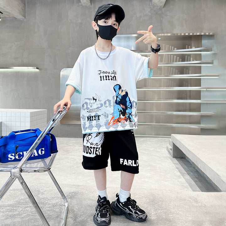 Boys Typograpghy Printed Pure Cotton T-shirt With Shorts