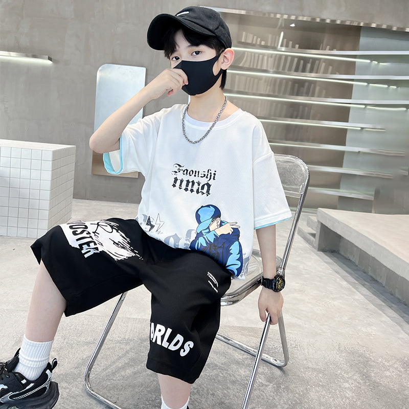 Boys Typograpghy Printed Pure Cotton T-shirt With Shorts