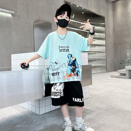 Boys Printed Pure Cotton T-shirt With Shorts