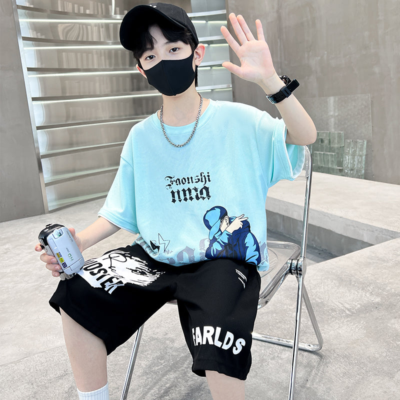 Boys Printed Pure Cotton T-shirt With Shorts