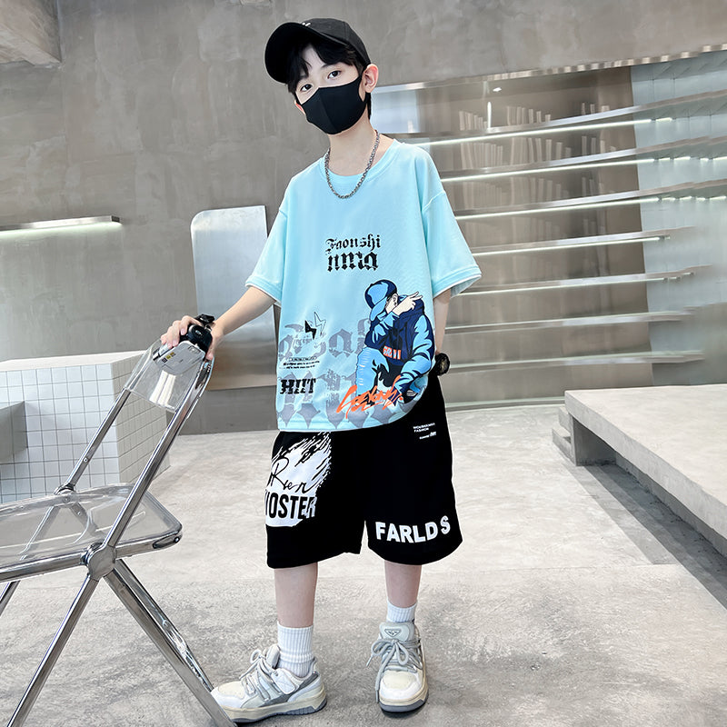 Boys Printed Pure Cotton T-shirt With Shorts