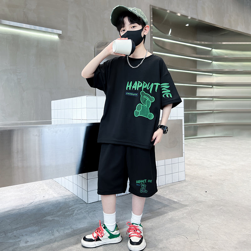 Boys Printed Pure Cotton T-shirt With Shorts