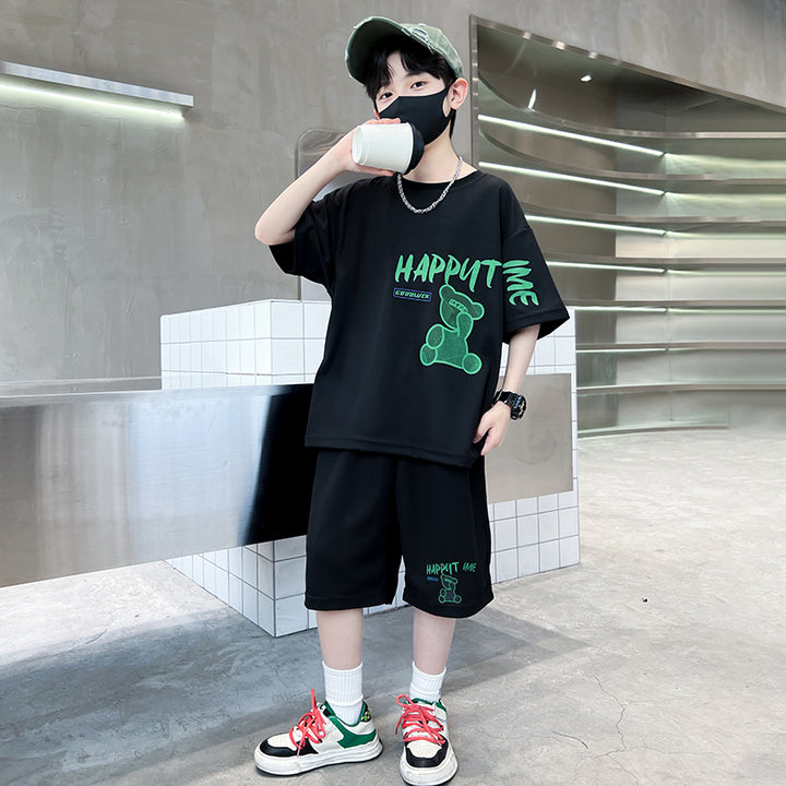 Boys Printed Pure Cotton T-shirt With Shorts
